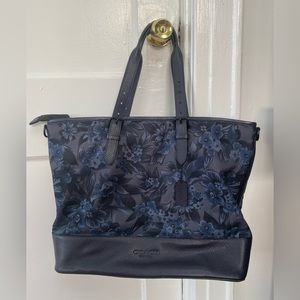 COACH (100% authentic) Hawaiian blue floral print and leather print tote